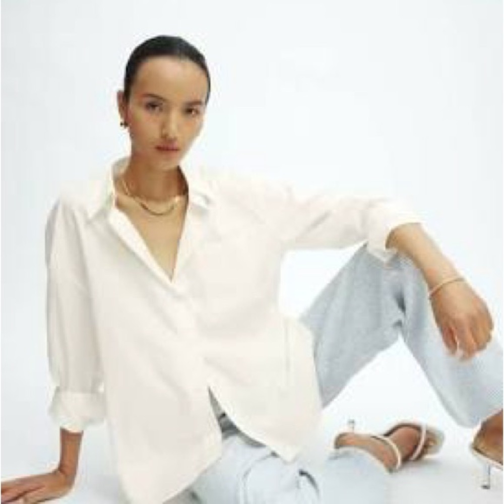 Reformation Will Organic Cotton Oversized Button Down Shirt, XS